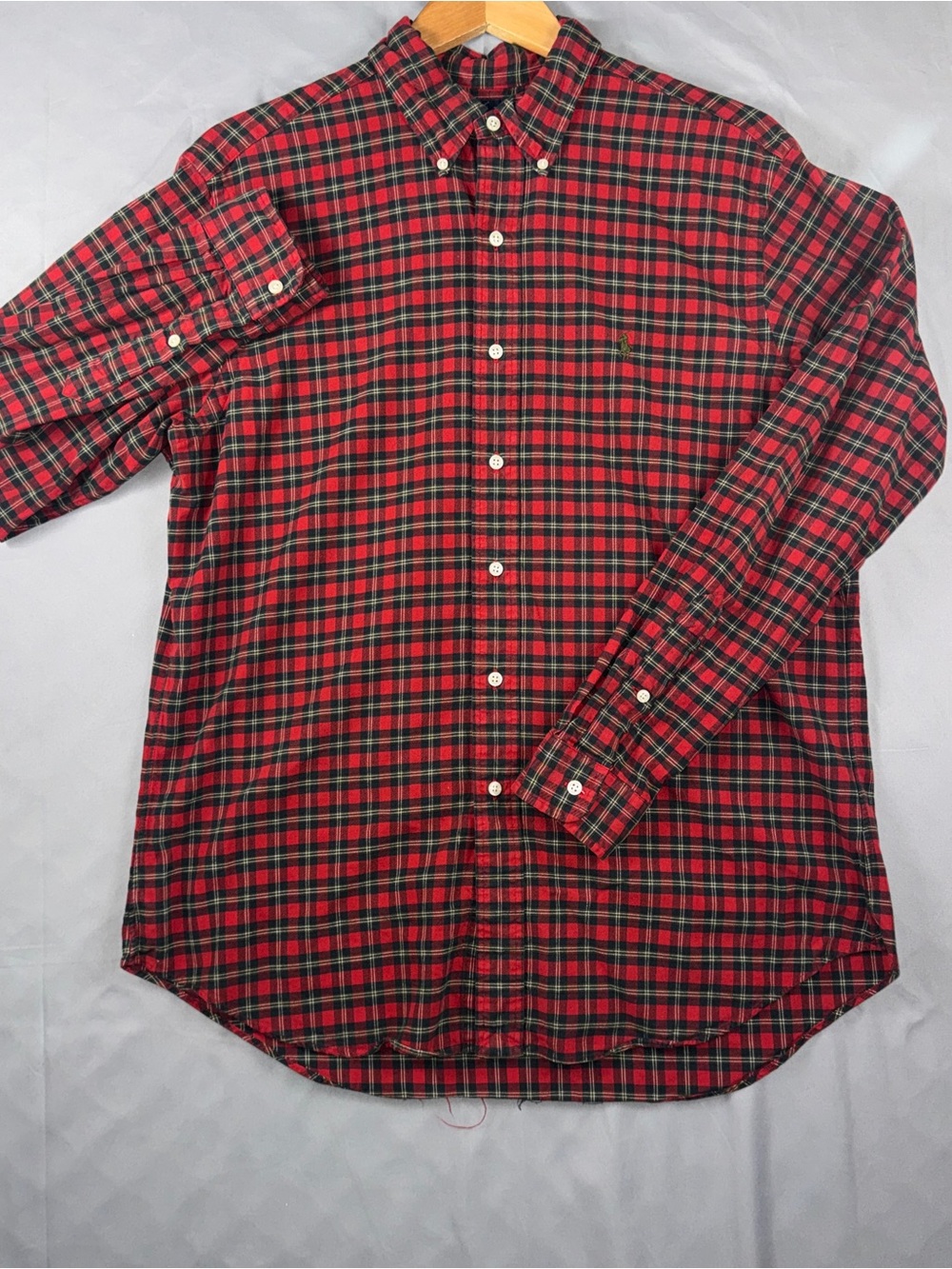 Ralph Lauren Shirt Mens Large Red Plaid Flannel Button Front Long Sleeve Casual
